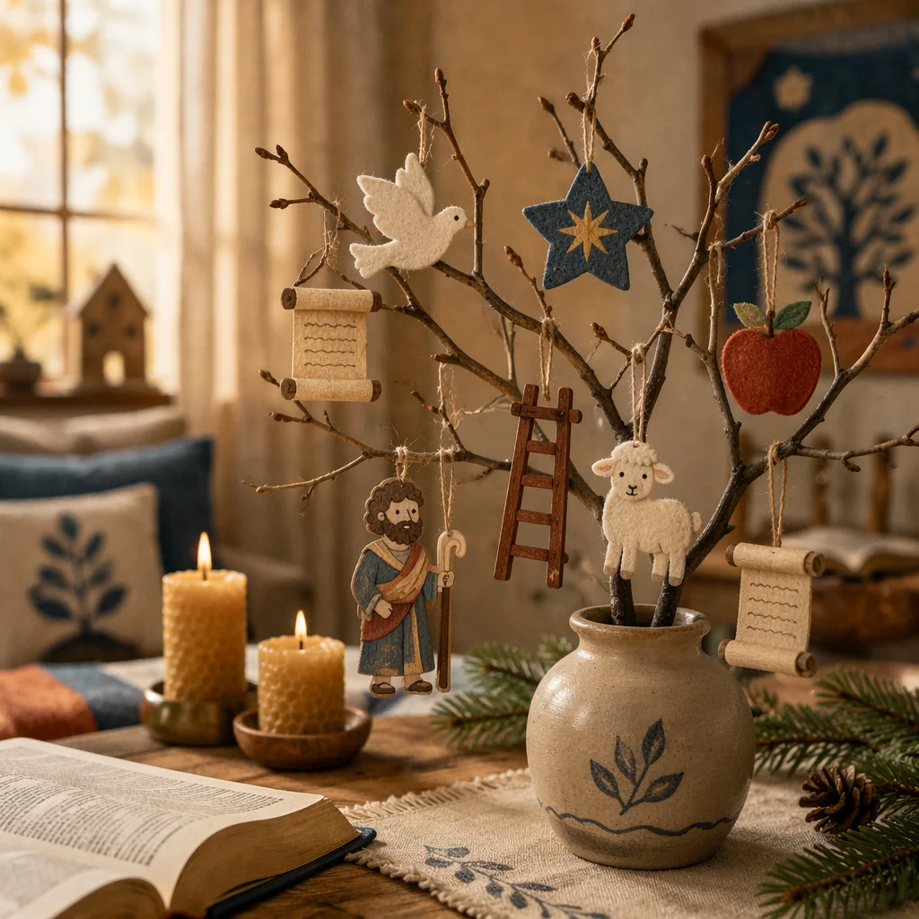 Advent Jesse Tree Scripture Ornament Display