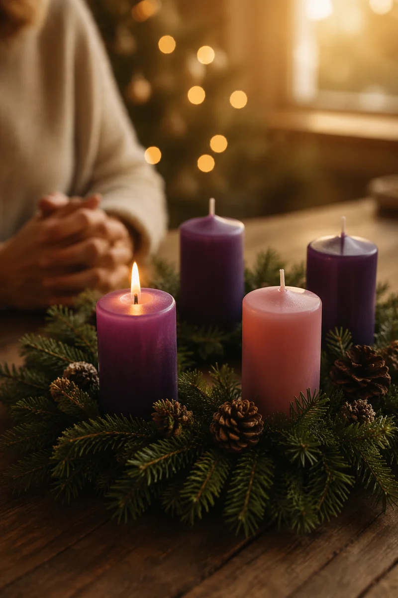 First Purple Candle on Advent Wreath