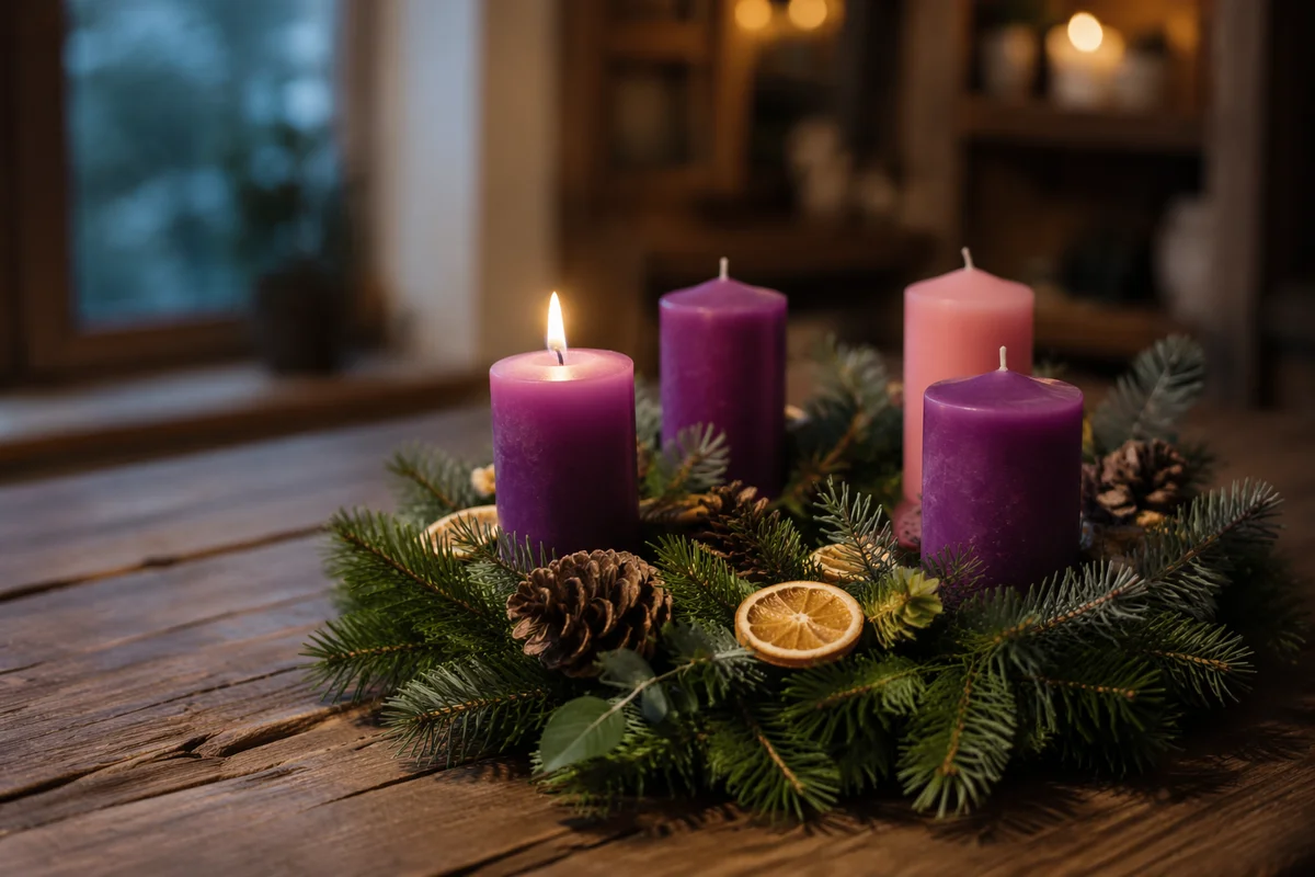 First Purple Candle on Advent Wreath