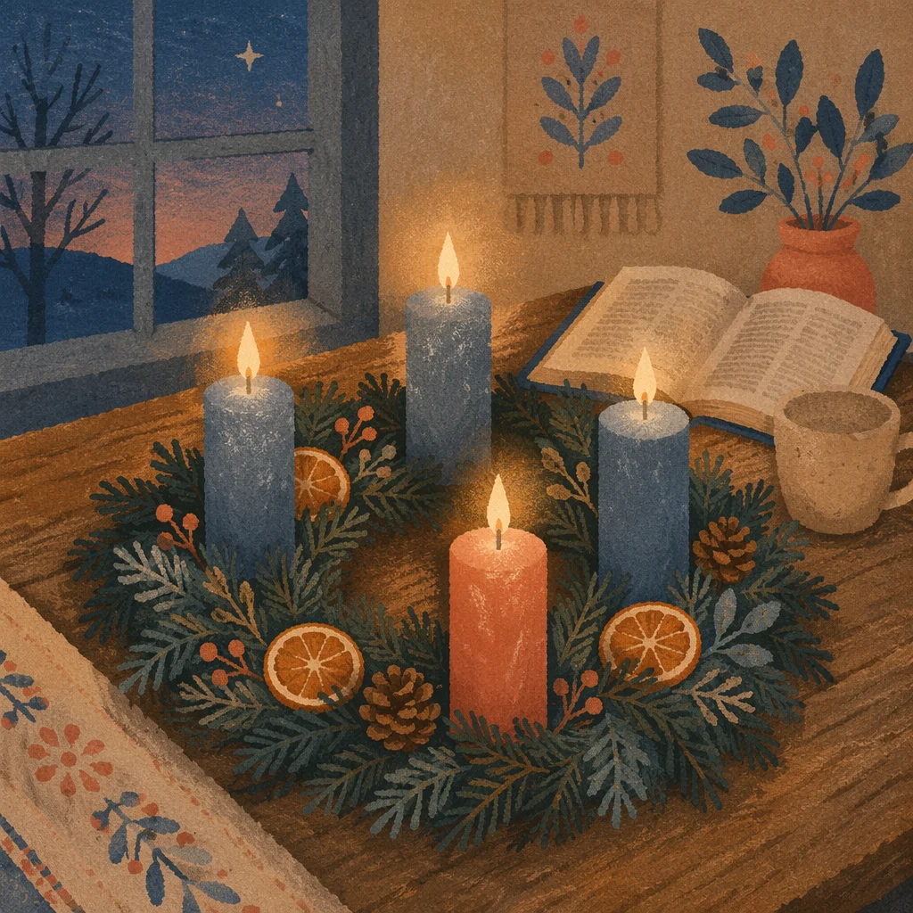 Advent Wreath with Four Candle Flames
