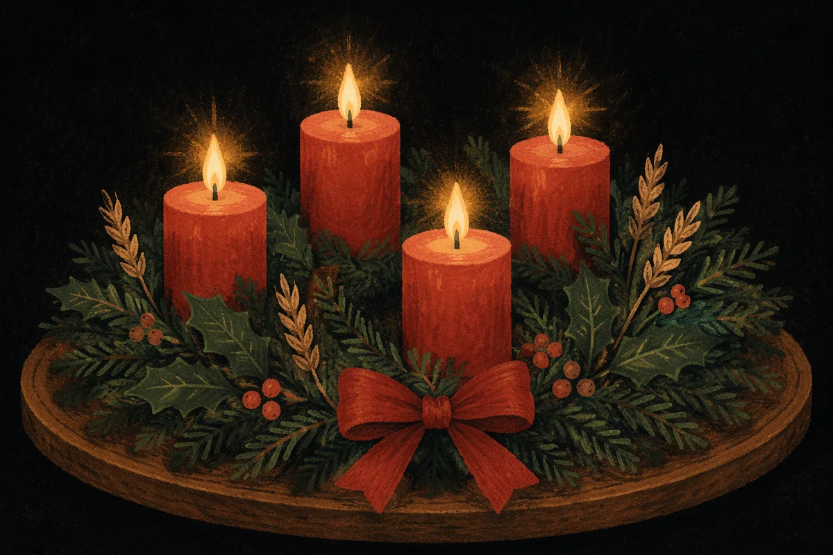 Advent Wreath With Four Red Candles