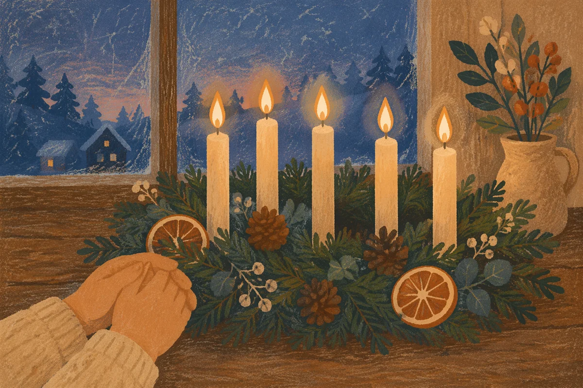 Advent Wreath Candles in Quiet Prayer