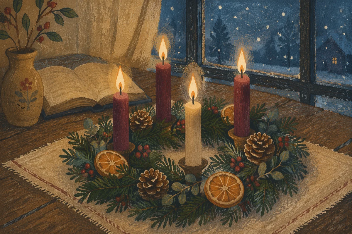Advent Wreath Candles by Winter Window