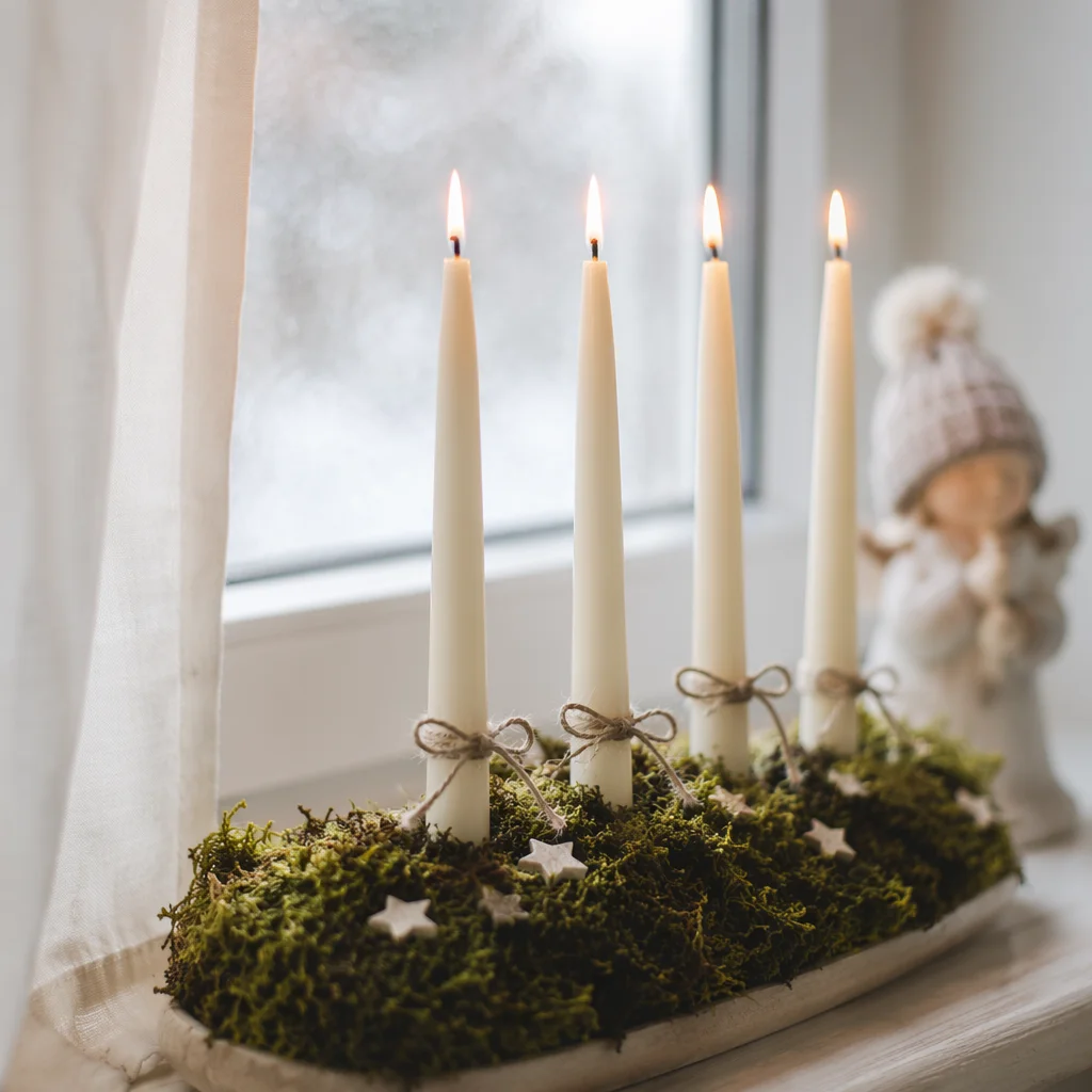 Advent Wreath with Four Lit Candles