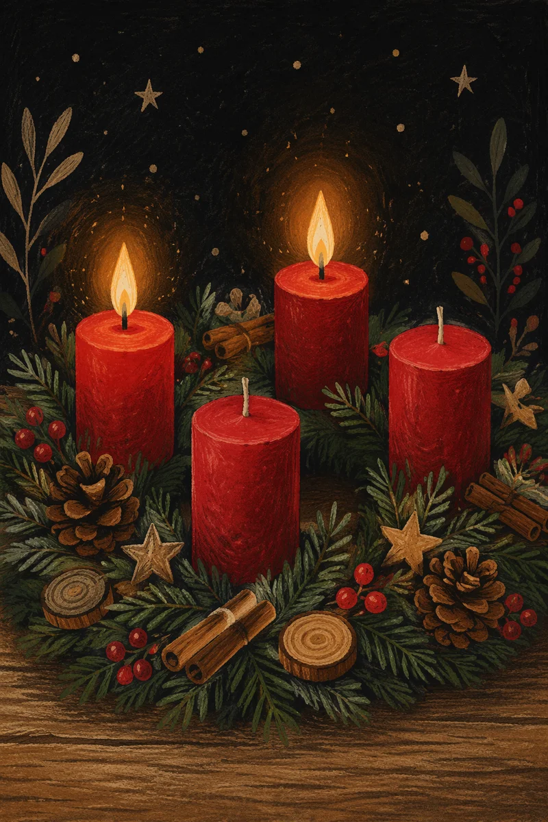 Second Week Advent Wreath Candlelight