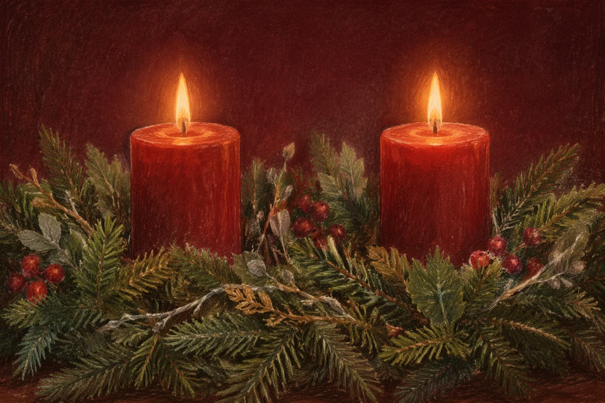 Second Week Advent Wreath with Two Candles