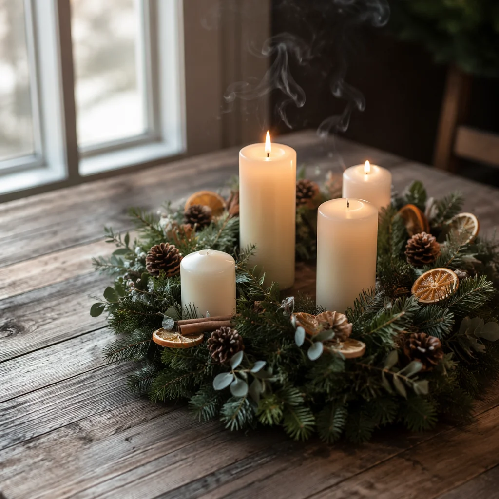 Second Week Advent Wreath with Two Candles