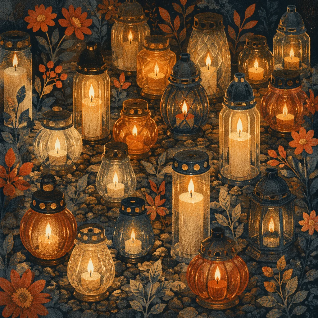 Glowing All Saints Day Memorial Candles