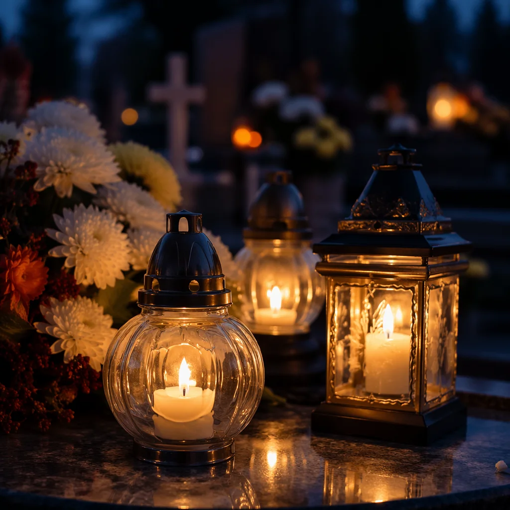 All Saints Day Candle Memorial at Dusk