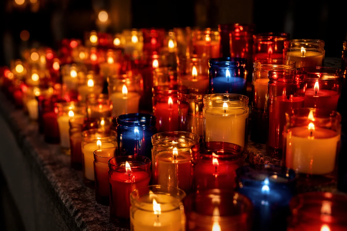 All Saints Day Memorial Candles Glow