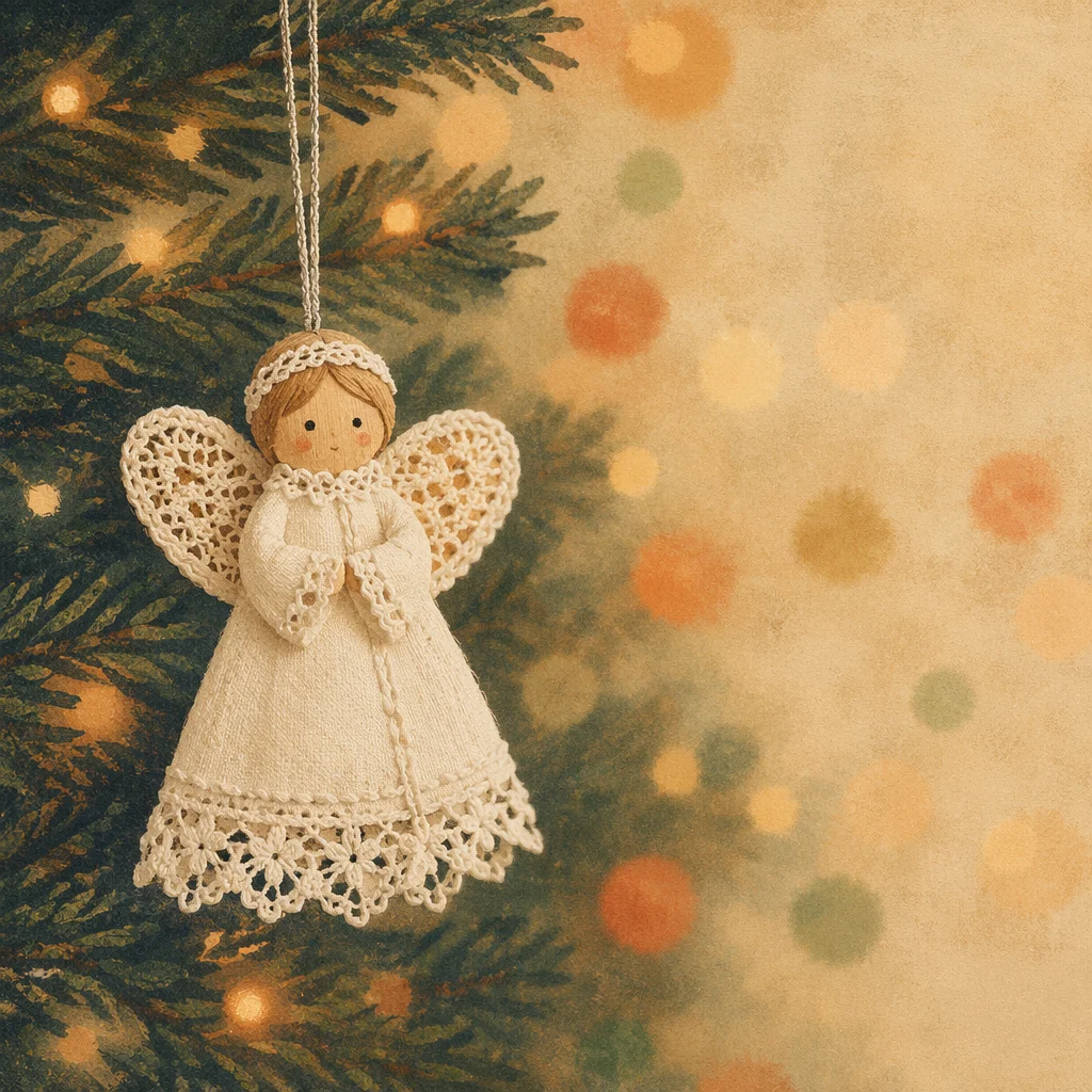 Handmade Angel Ornament on Christmas Tree