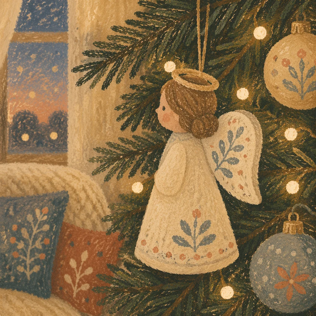 Handcrafted Angel Ornament in Soft Christmas Light