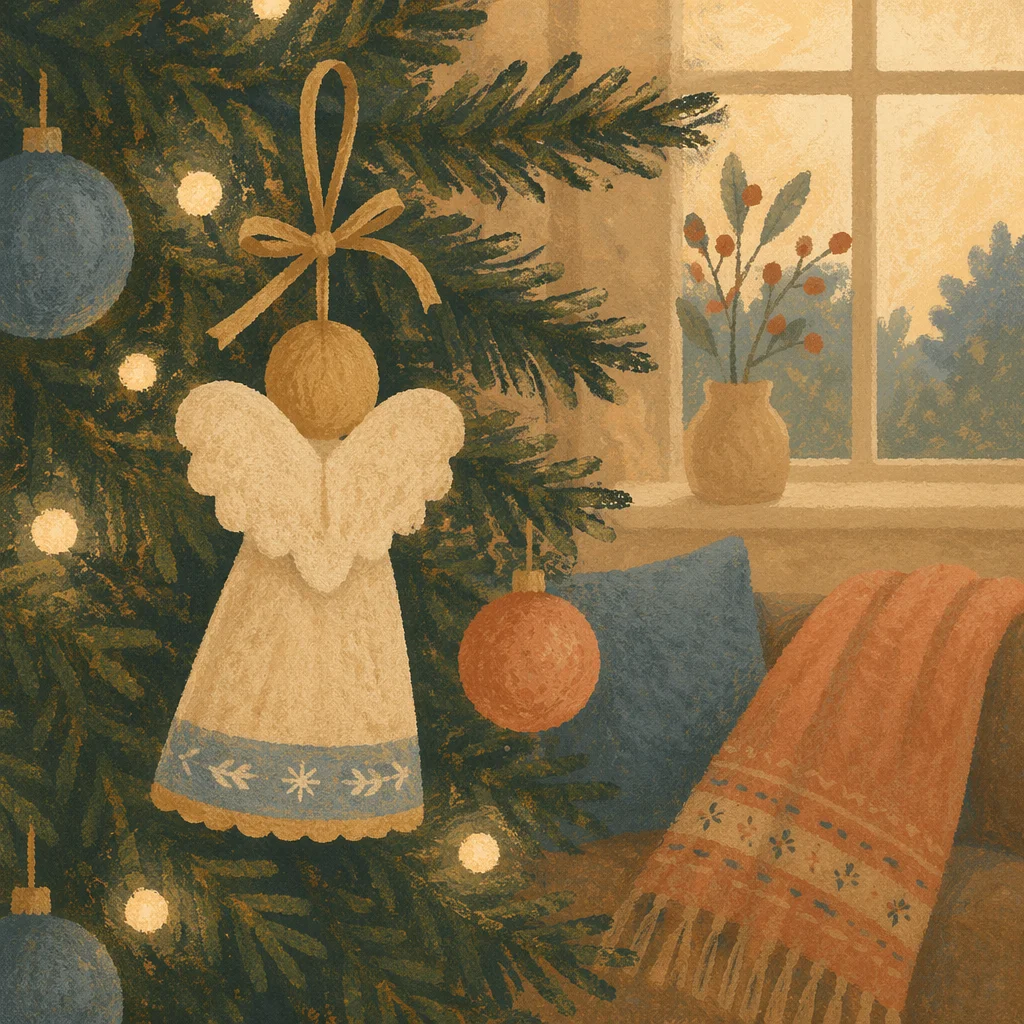 Handmade Angel Ornament on Christmas Tree