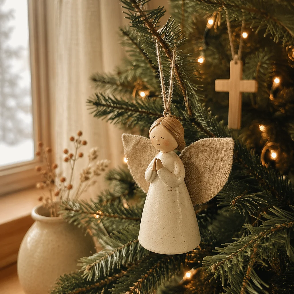 Handmade Angel Ornament on Christmas Tree