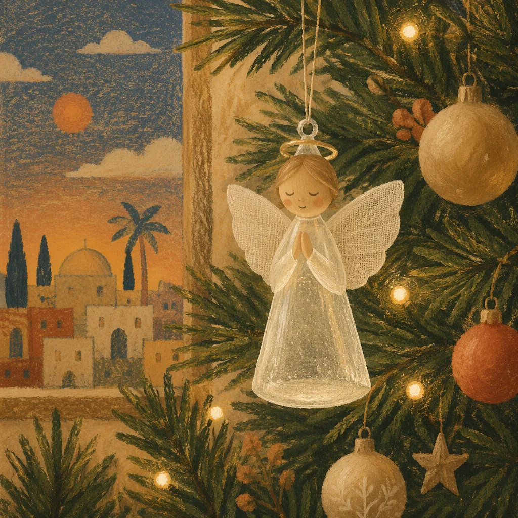 Frosted Glass Angel Ornament on Christmas Tree