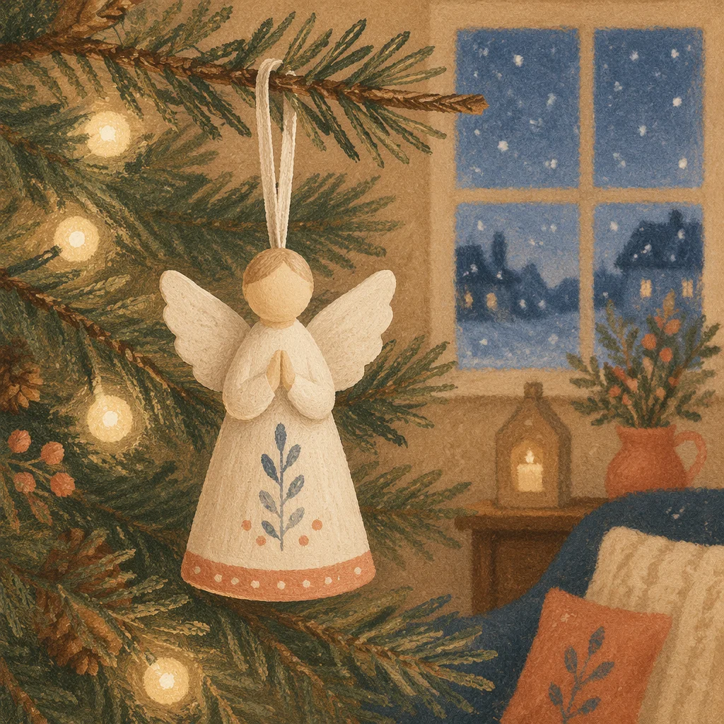 Porcelain Angel Ornament on Christmas Tree