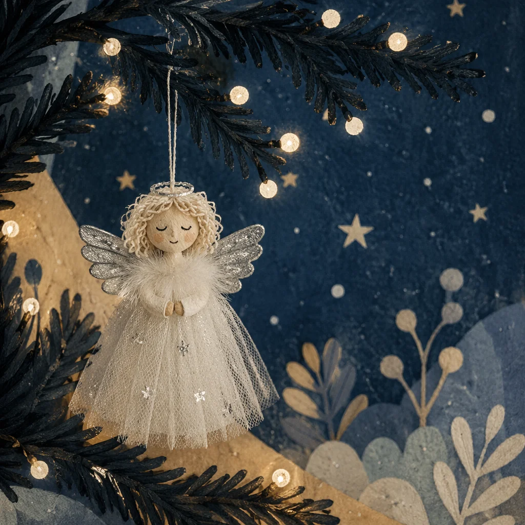 Handmade Angel Ornament on Christmas Tree