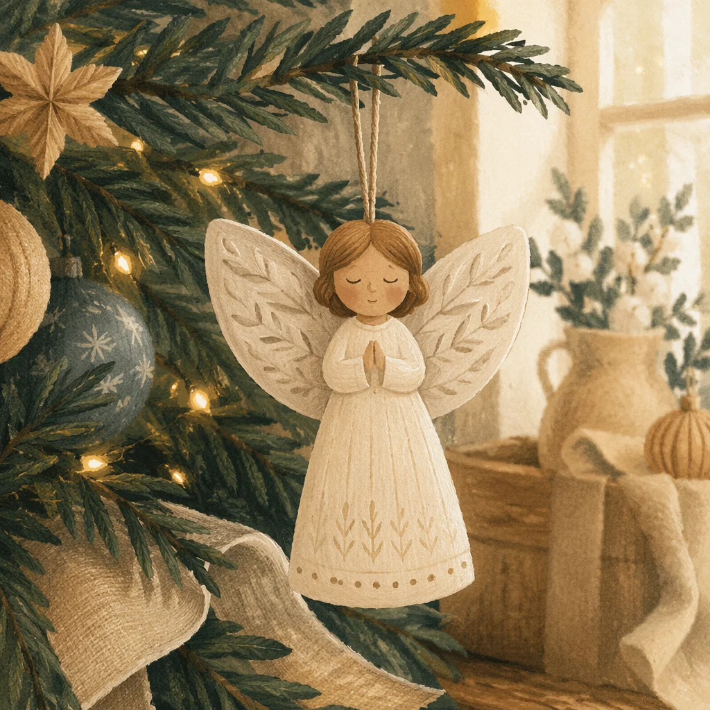 Soft Light Angel Ornament on Christmas Tree