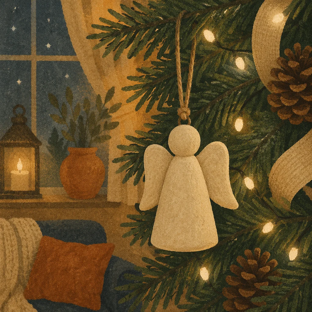 Handmade Angel Ornament on Christmas Tree