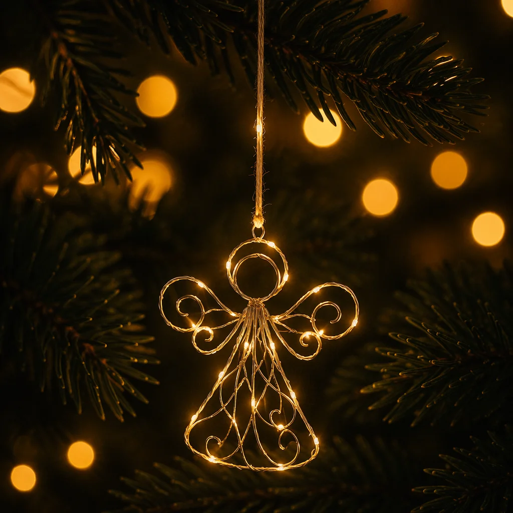 Glowing Angel Ornament on Christmas Tree
