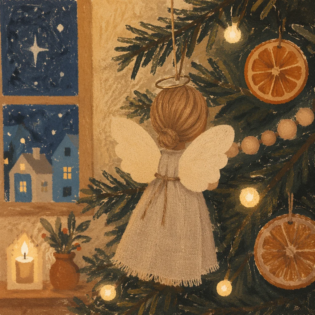 Handcrafted Angel Ornament on Christmas Tree