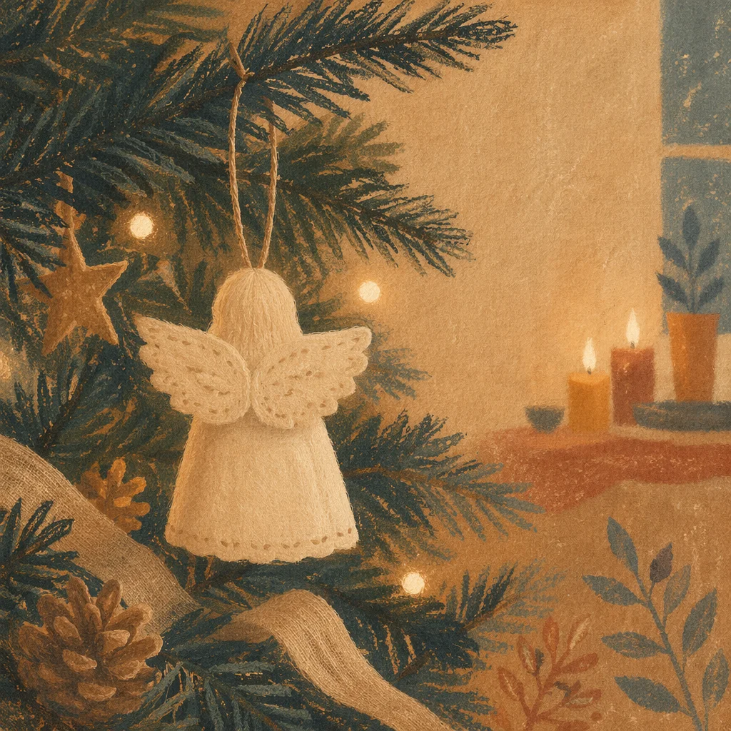 Handmade Angel Ornament on Christmas Tree