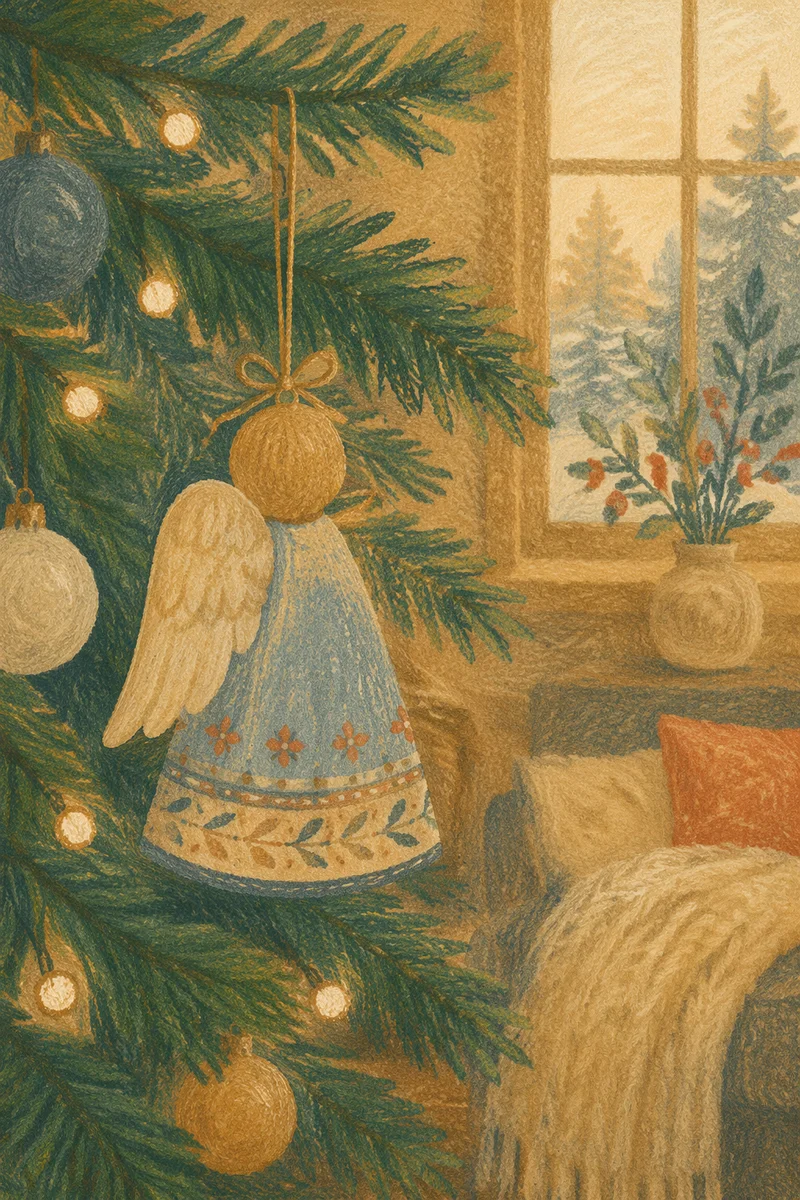 Handmade Angel Ornament on Christmas Tree