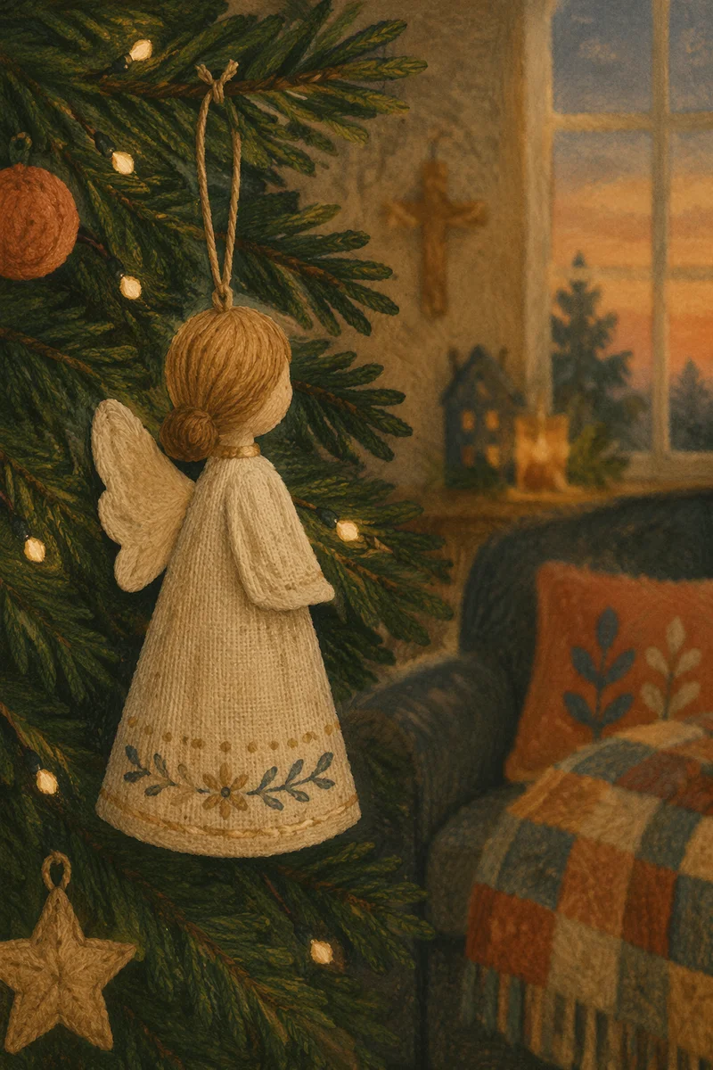 Handmade Angel Ornament on Christmas Tree