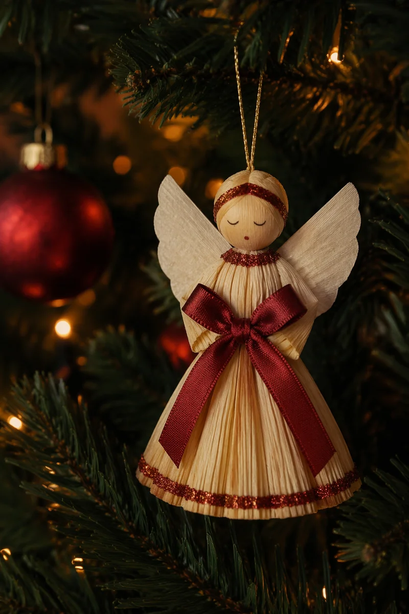 Handmade Angel Ornament on Christmas Tree