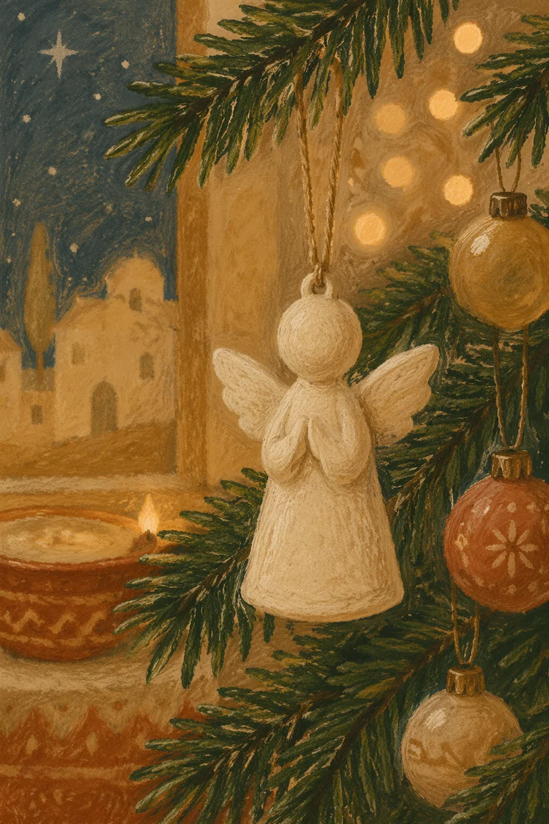 Handmade Angel Ornament on Christmas Tree