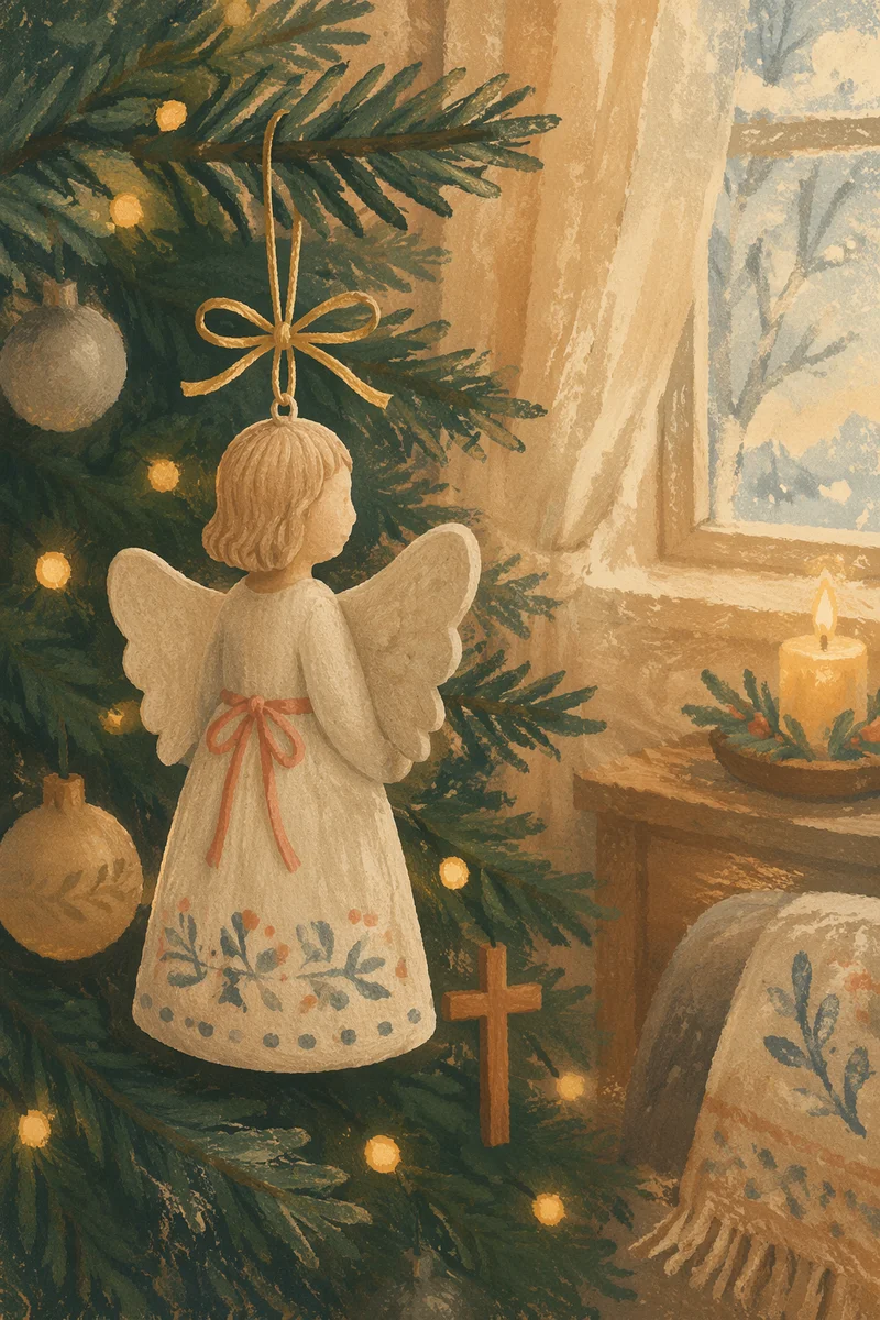 Handmade Angel Ornament on Christmas Tree