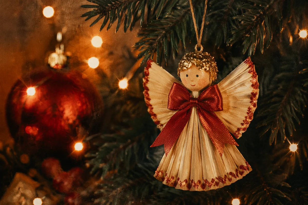 Handmade Angel Ornament on Christmas Tree
