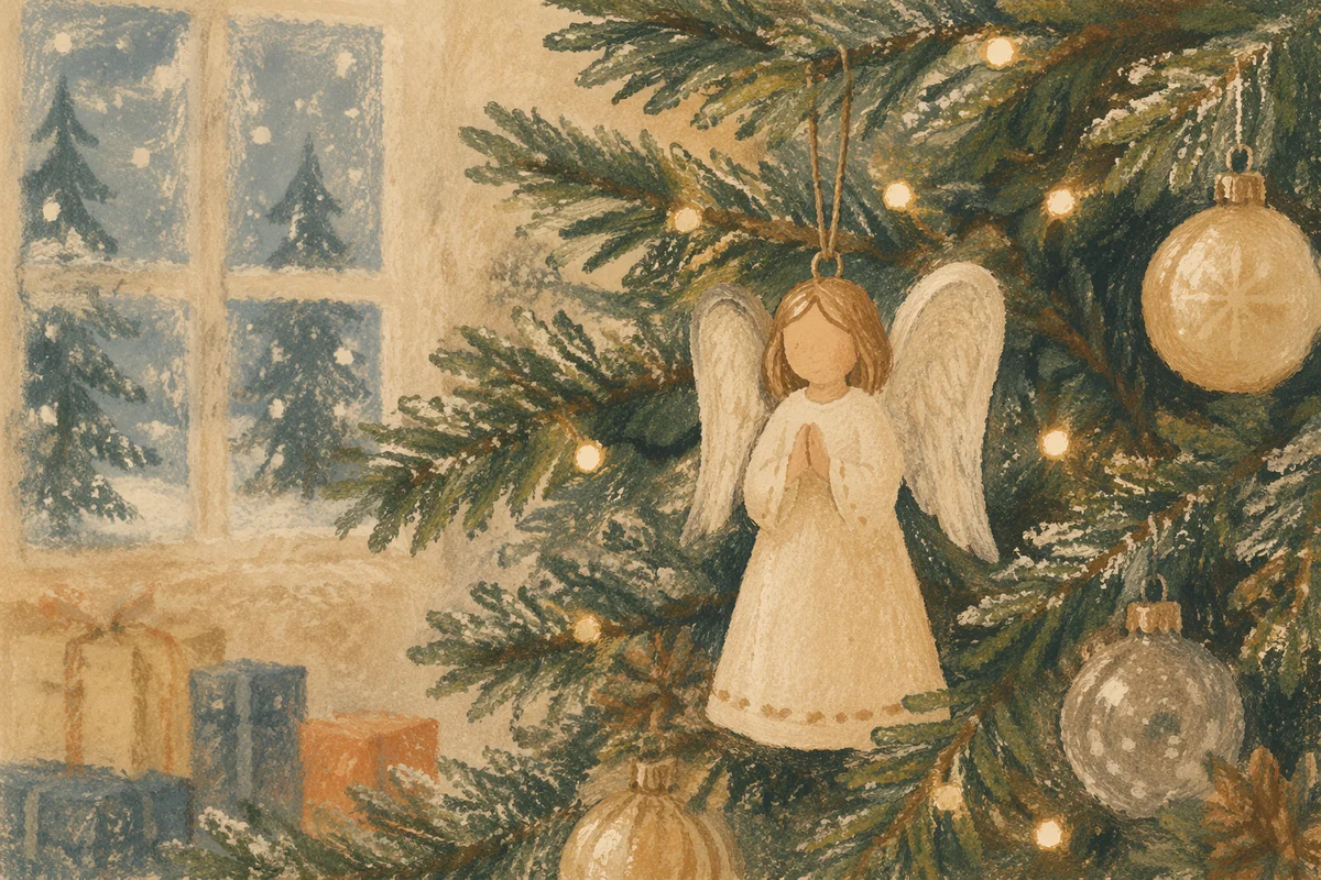 Angel Ornament on Christmas Tree Glow