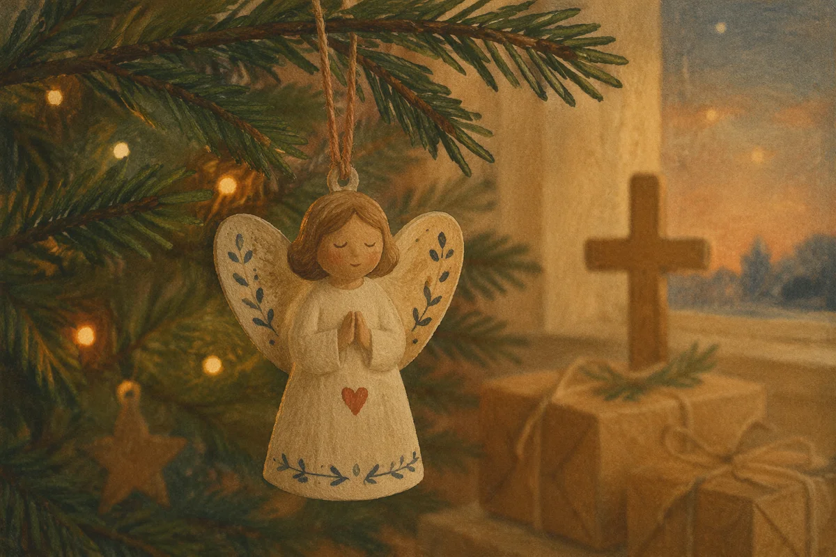 Soft Light Angel Ornament on Christmas Tree