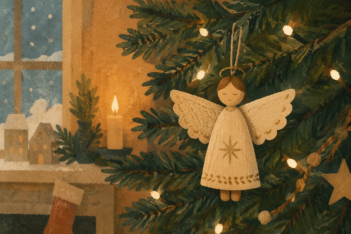 Handmade Angel Ornament on Christmas Tree