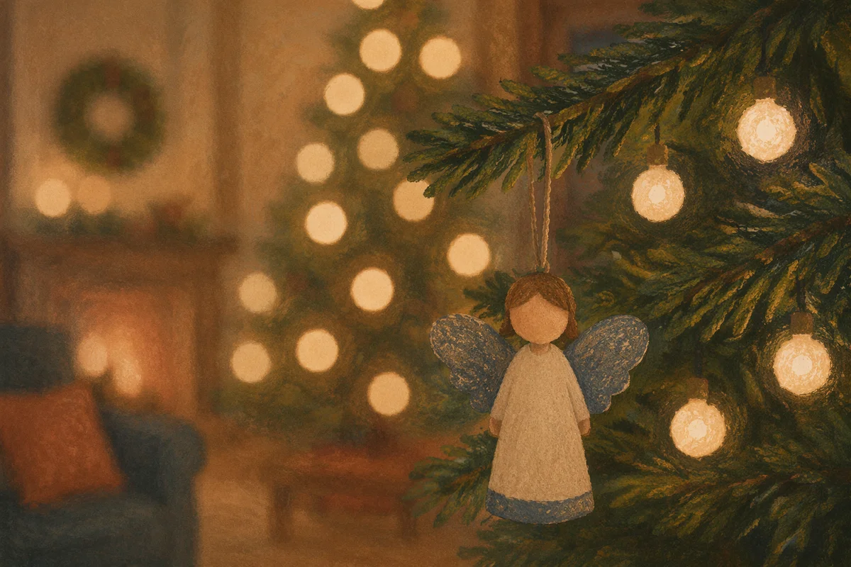 Handmade Angel Ornament in Soft Christmas Light