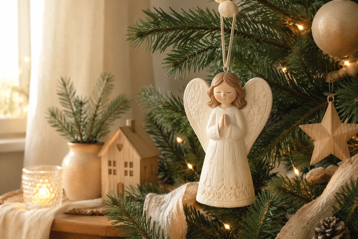Soft Light Angel Ornament on Christmas Tree