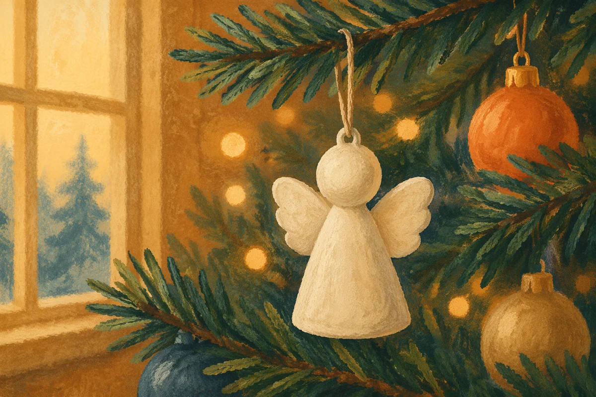 Handmade Angel Ornament on Christmas Tree