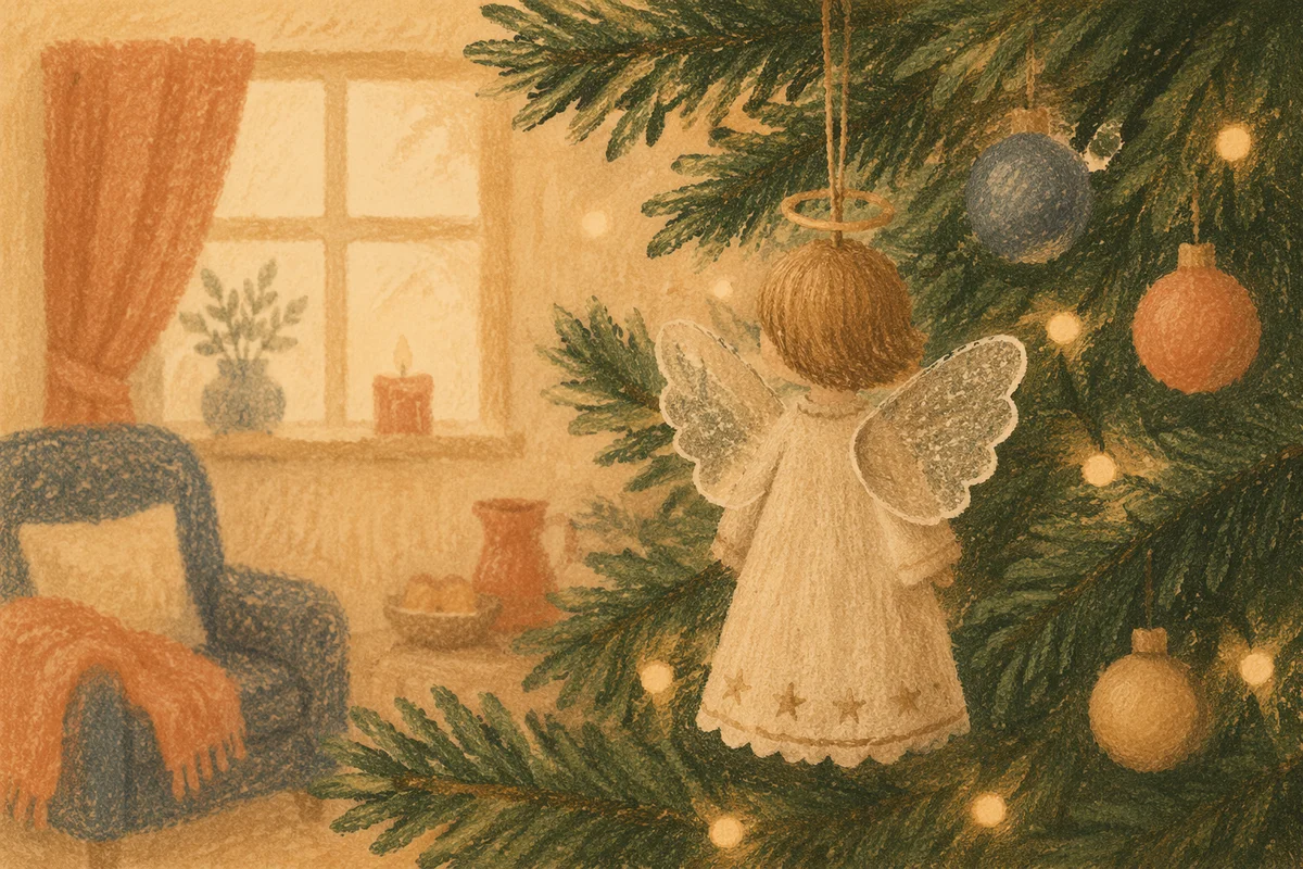 Handmade Angel Ornament on Christmas Tree