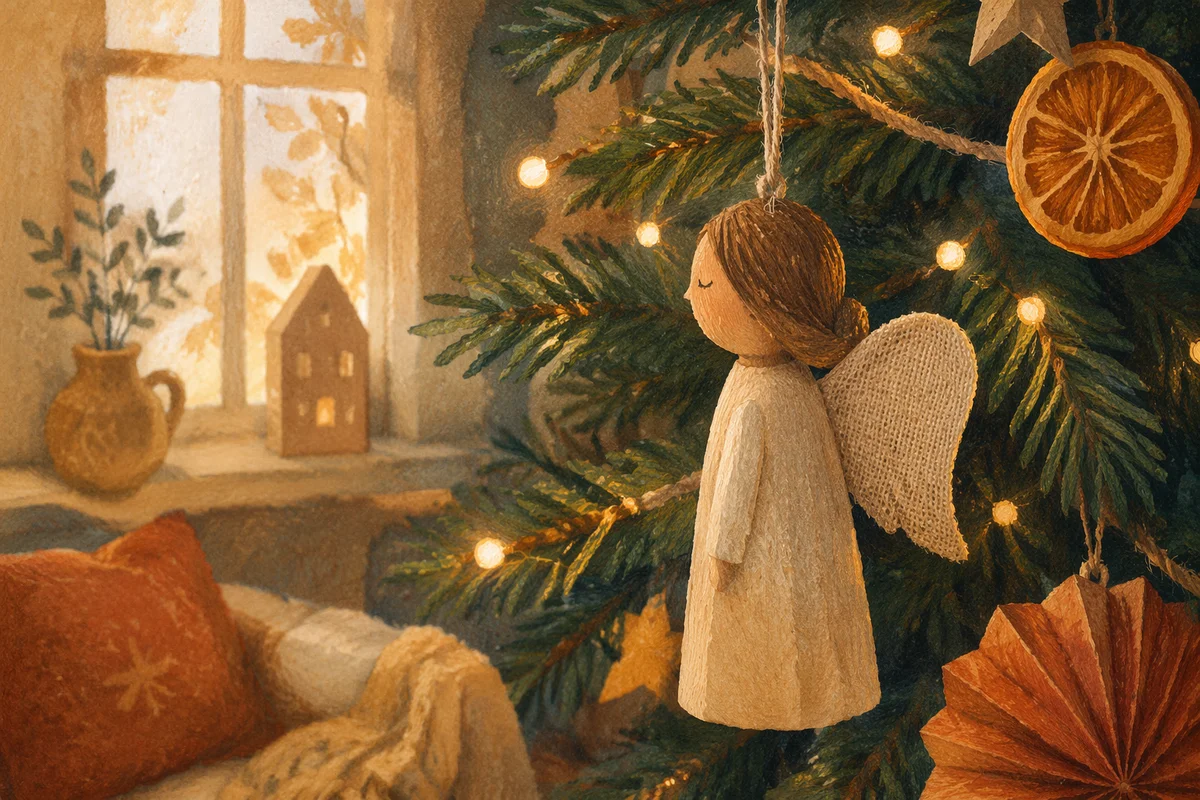Handmade Angel Ornament on Christmas Tree