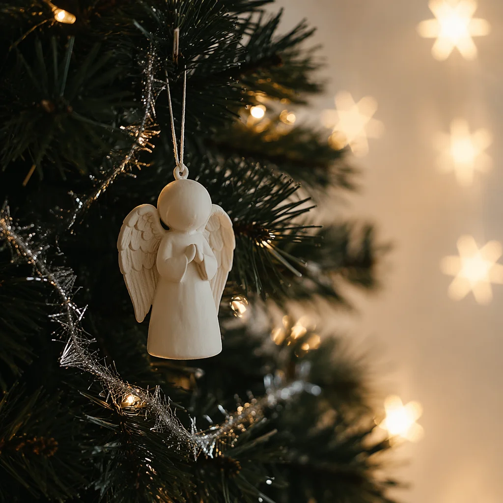 Ivory Angel Ornament on Christmas Tree