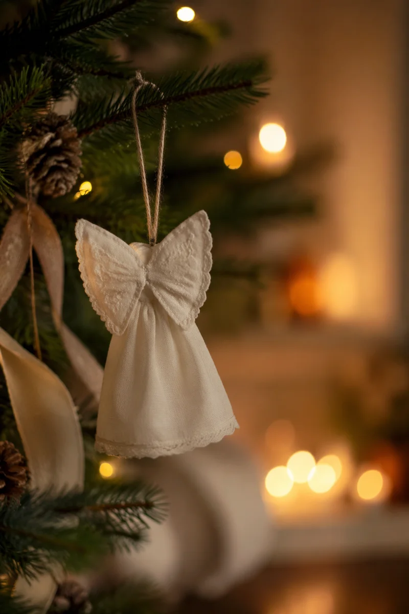 Handmade Angel Ornament on Christmas Tree