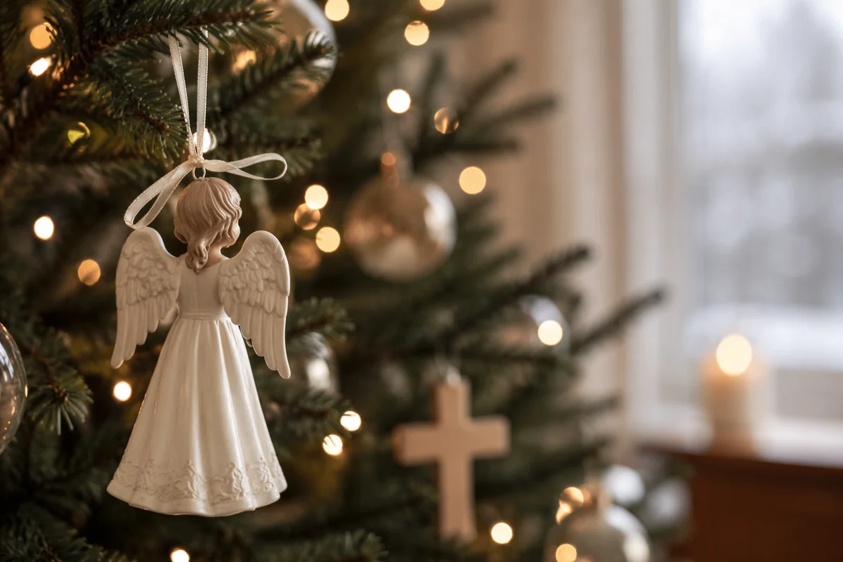 Soft Light Angel Ornament on Christmas Tree