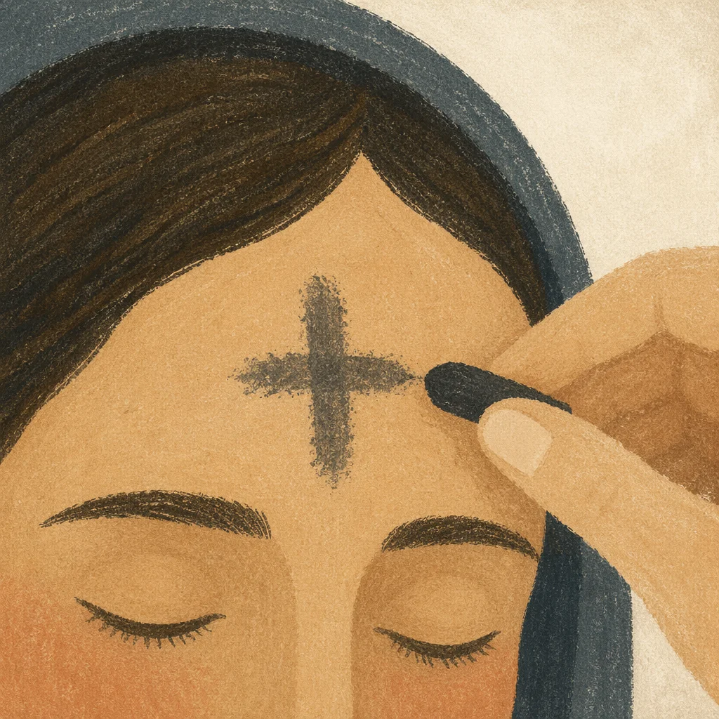 Ash Wednesday Cross Applied to Forehead