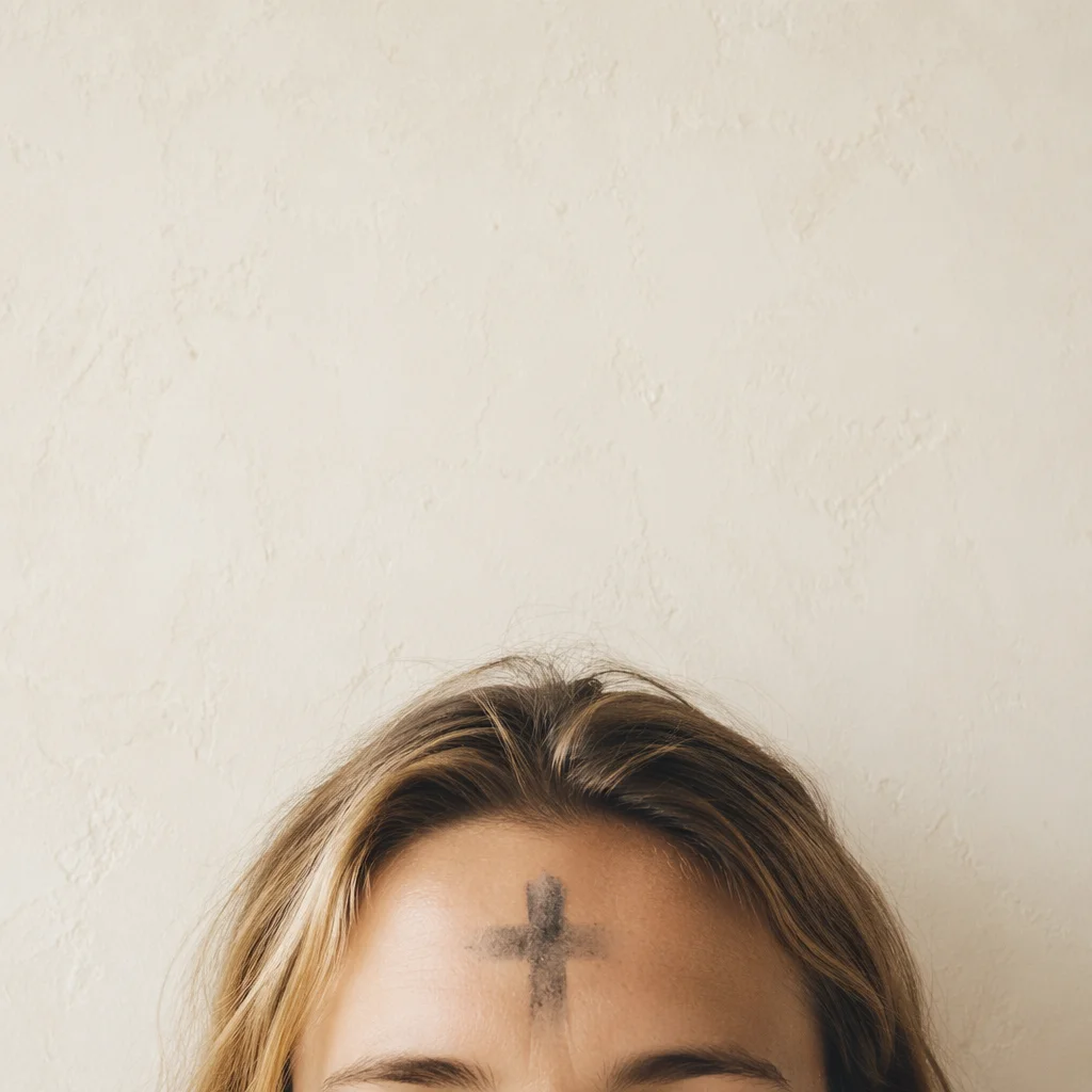 Ash Wednesday Forehead Cross Minimal Portrait