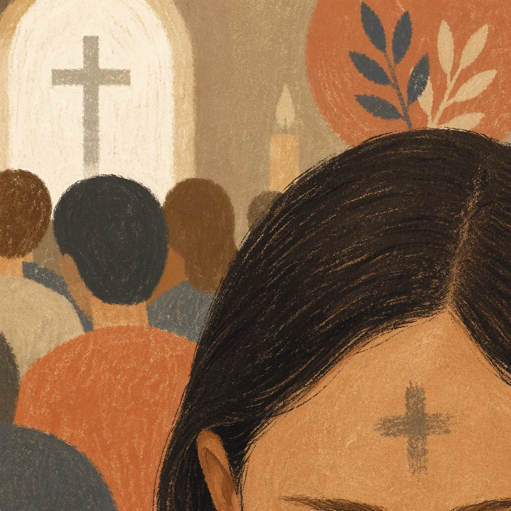 Ash Wednesday Forehead Cross in Chapel