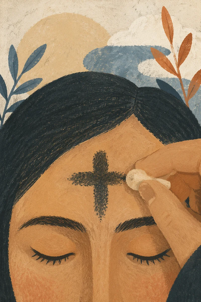 Ash Wednesday Cross Applied in Prayer
