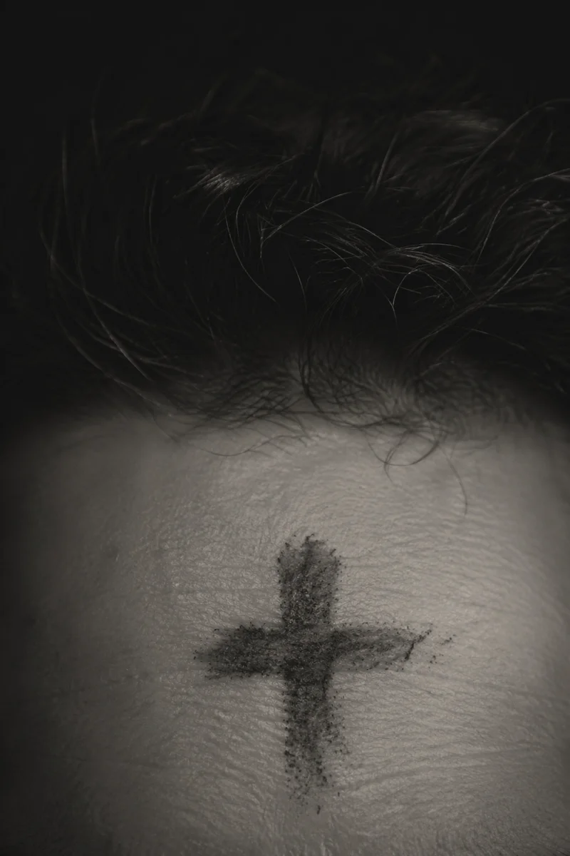 Ash Wednesday Forehead Cross Close-Up