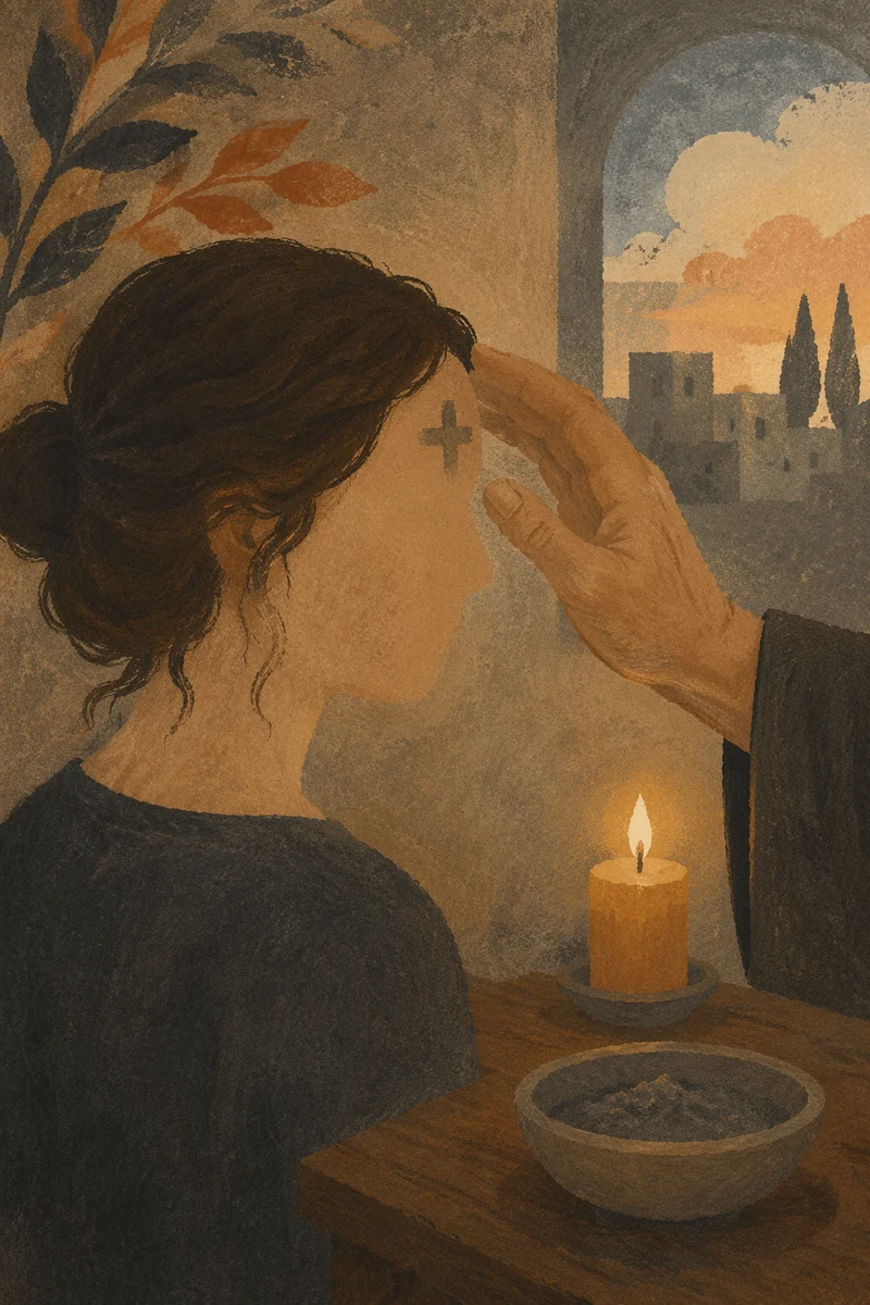 Ash Wednesday Forehead Cross in Chapel