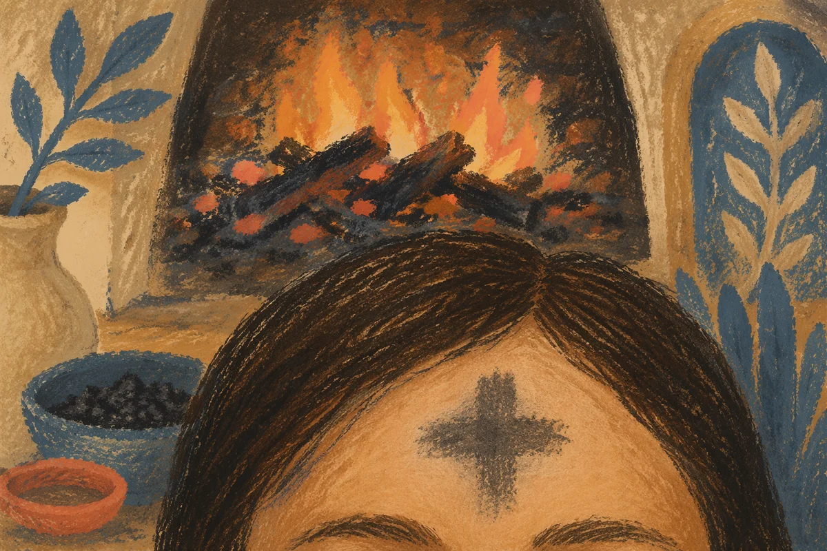 Ash Wednesday Cross with Glowing Embers